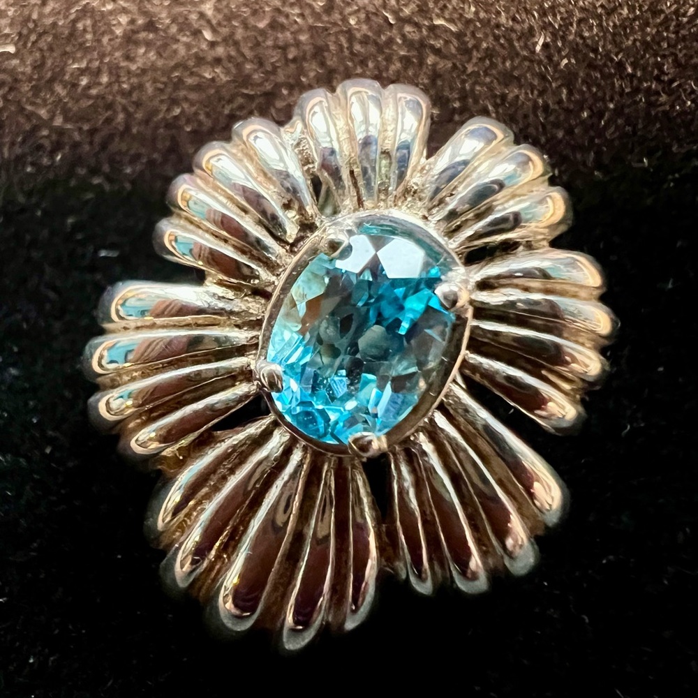 Pendant: CNA 925 sterling silver slider Pendant with blue topaz. - Picture 2 of 7